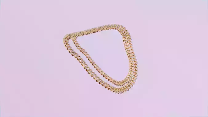 Diamond and Gold Cuban Link Chain - Size Small and Large Low-poly 3D model