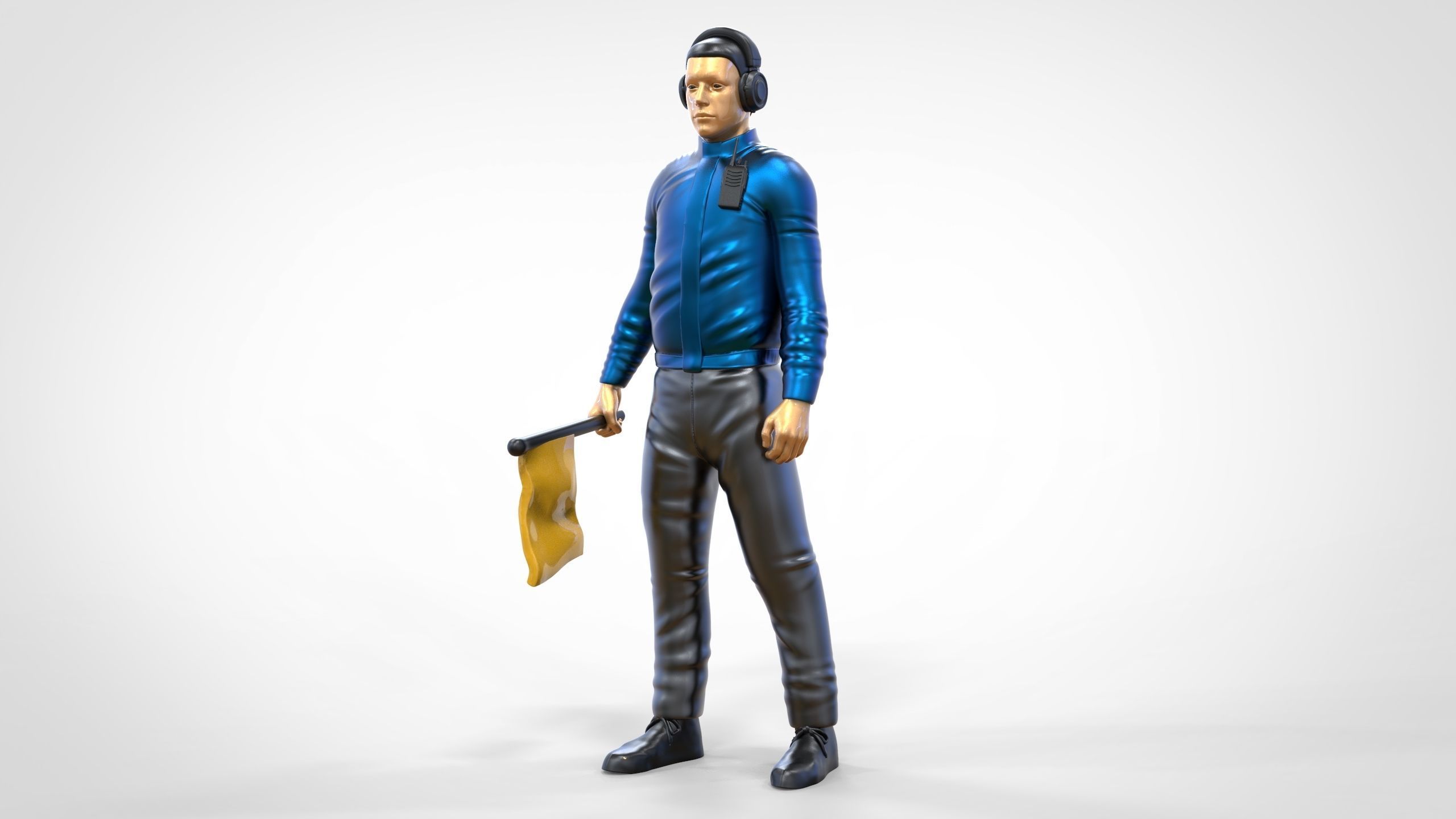N1 Race Marshal with flag  3D print model_33