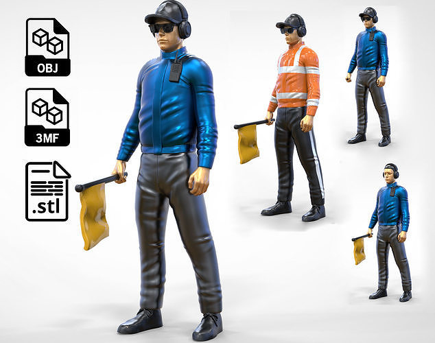 N1 Race Marshal with flag  3D print model