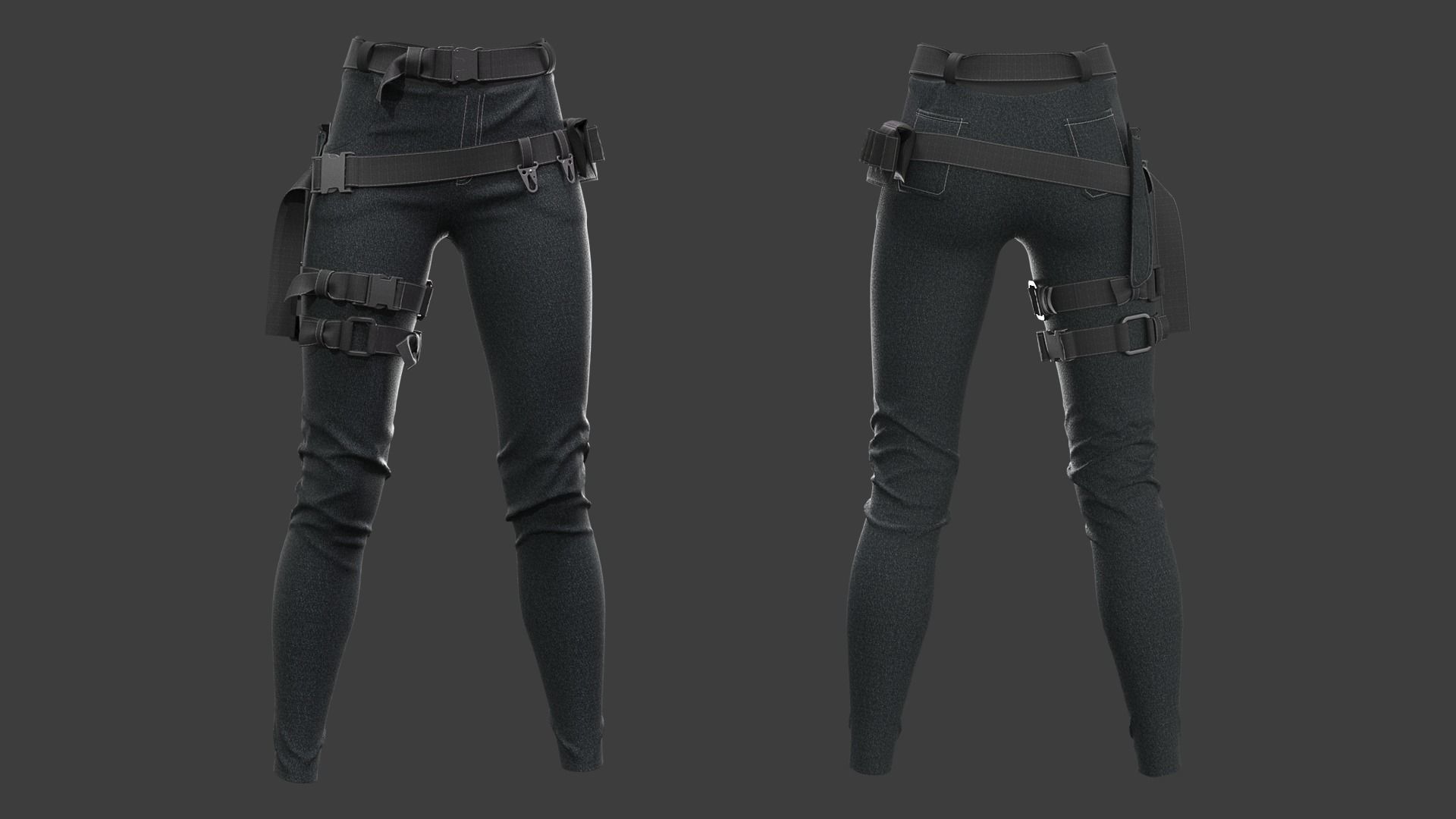 Tactical Female Outfit  Marvelous Designer project  3D model_3