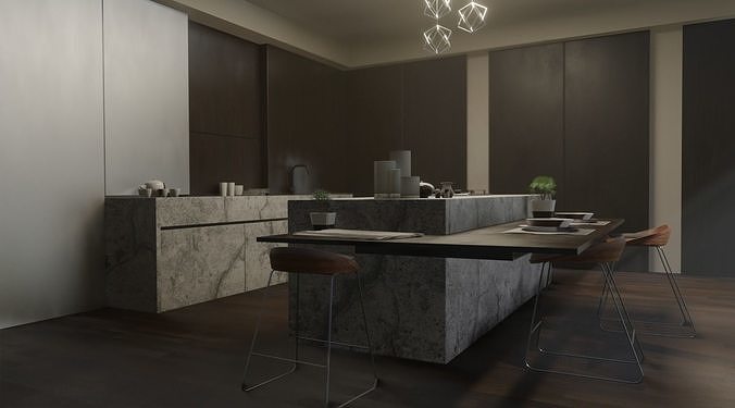 AarchVis Kitchen Blender Render Free 3D model
