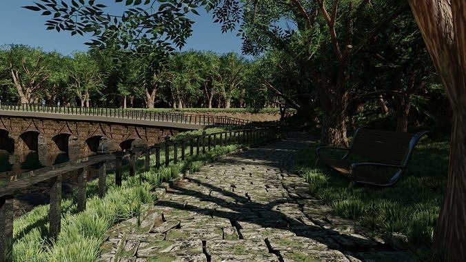 Park Scene 3D model 4
