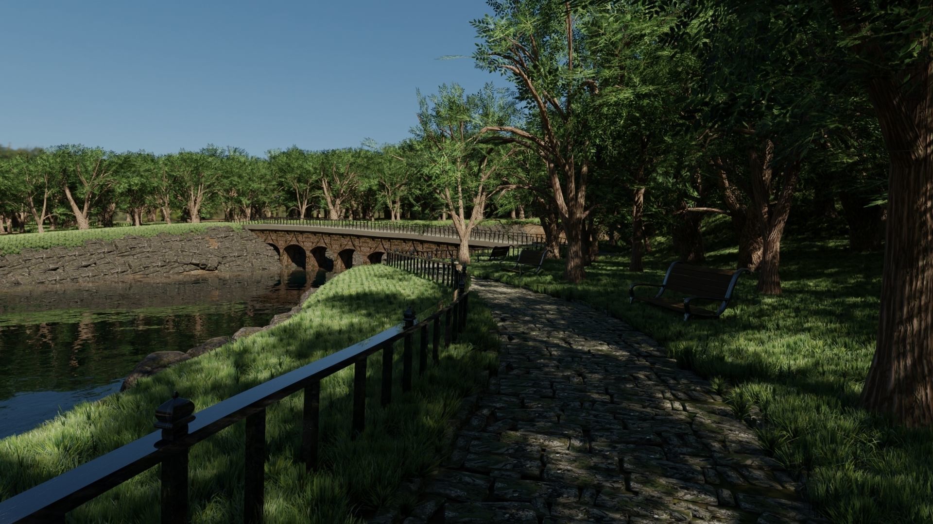 Park Scene 3D model_1