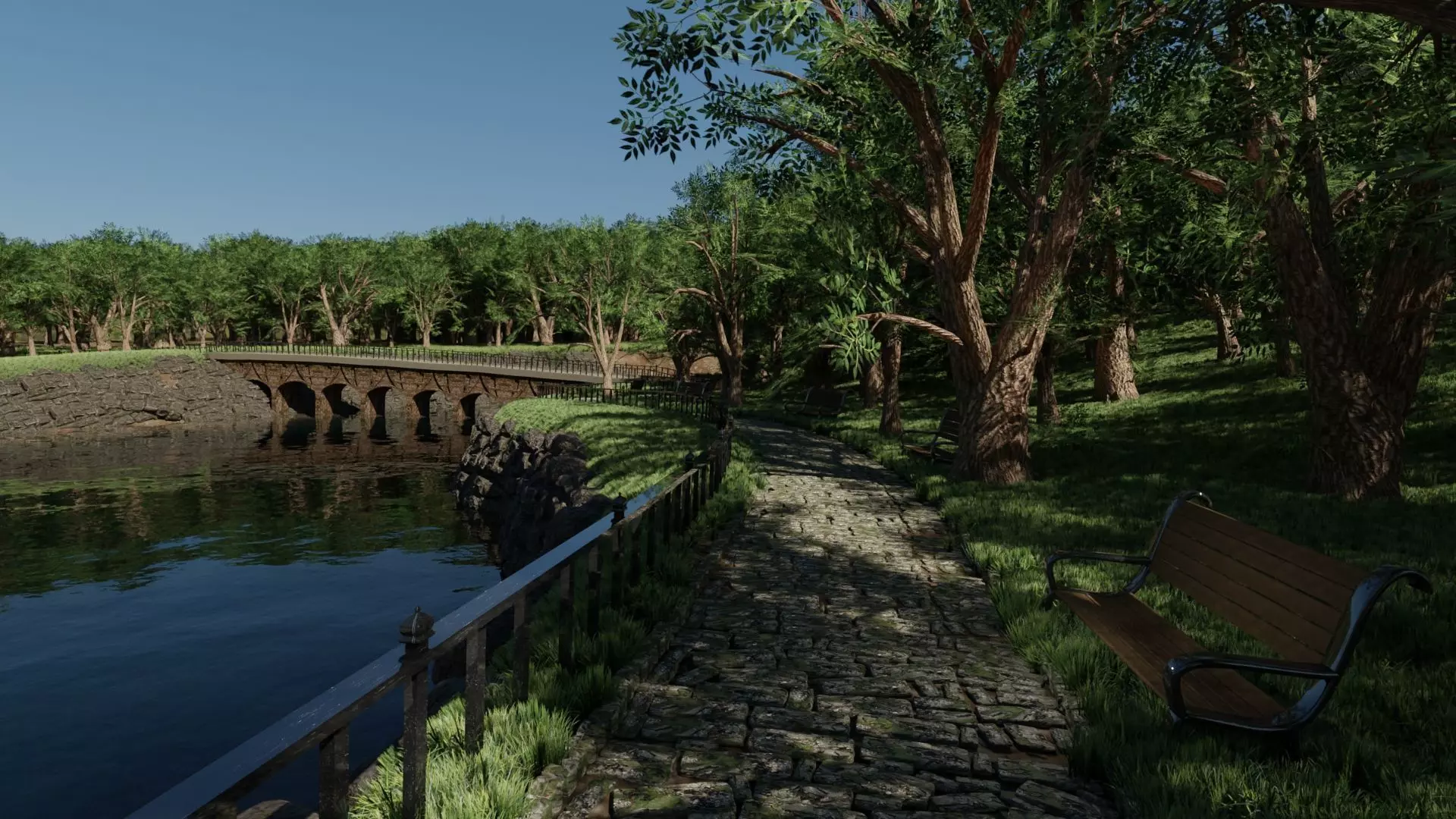 Park Scene 3D model_0
