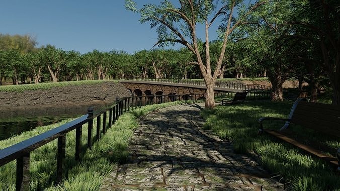 Park Scene 3D model 3