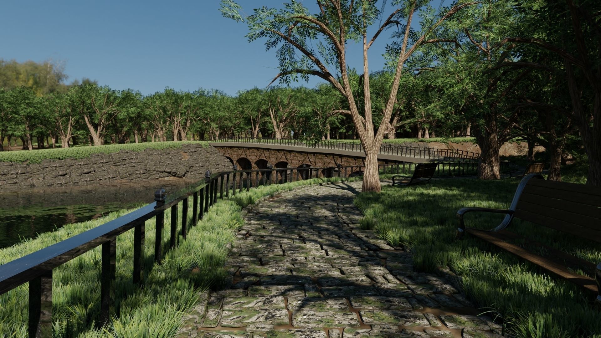 Park Scene 3D model_2