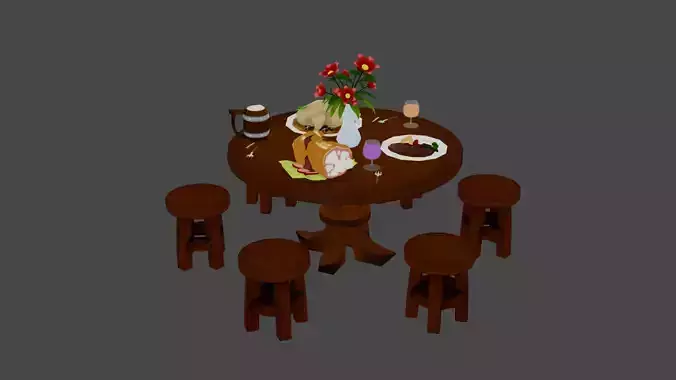 Table Food  Low-poly 3D model