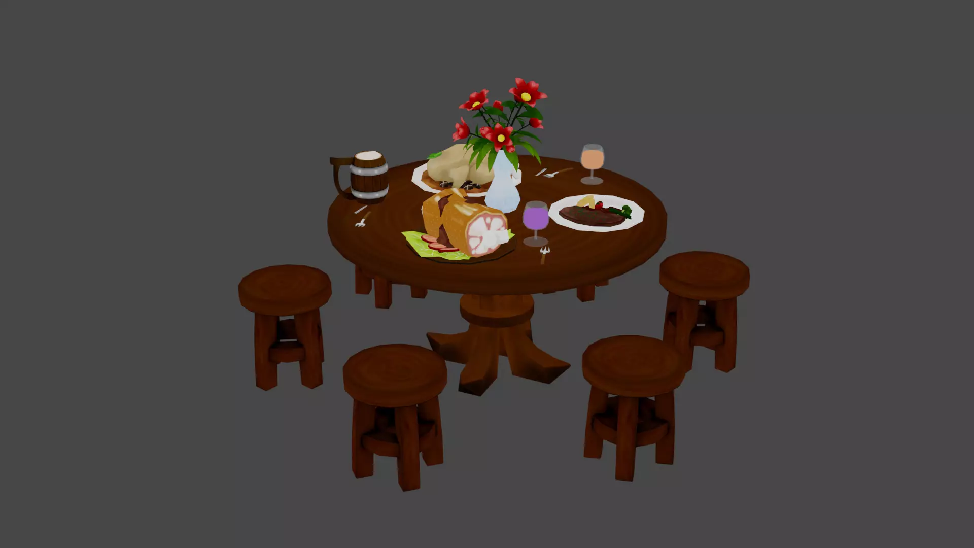 Table Food  Low-poly 3D model_0