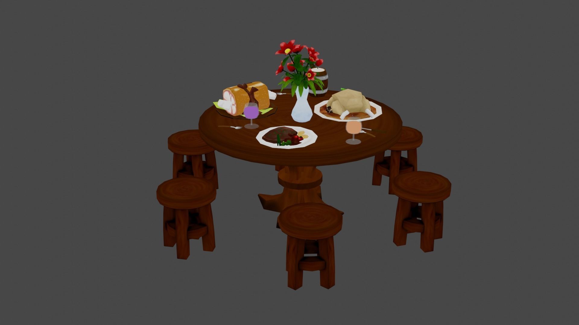 Table Food  Low-poly 3D model_1