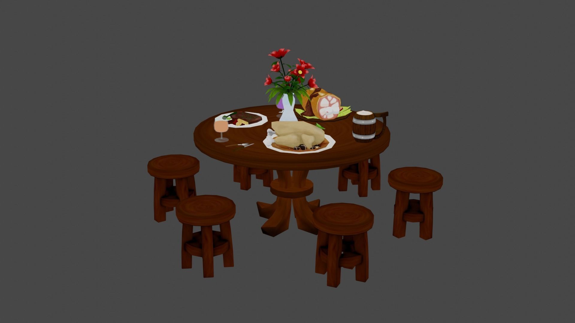Table Food  Low-poly 3D model_2