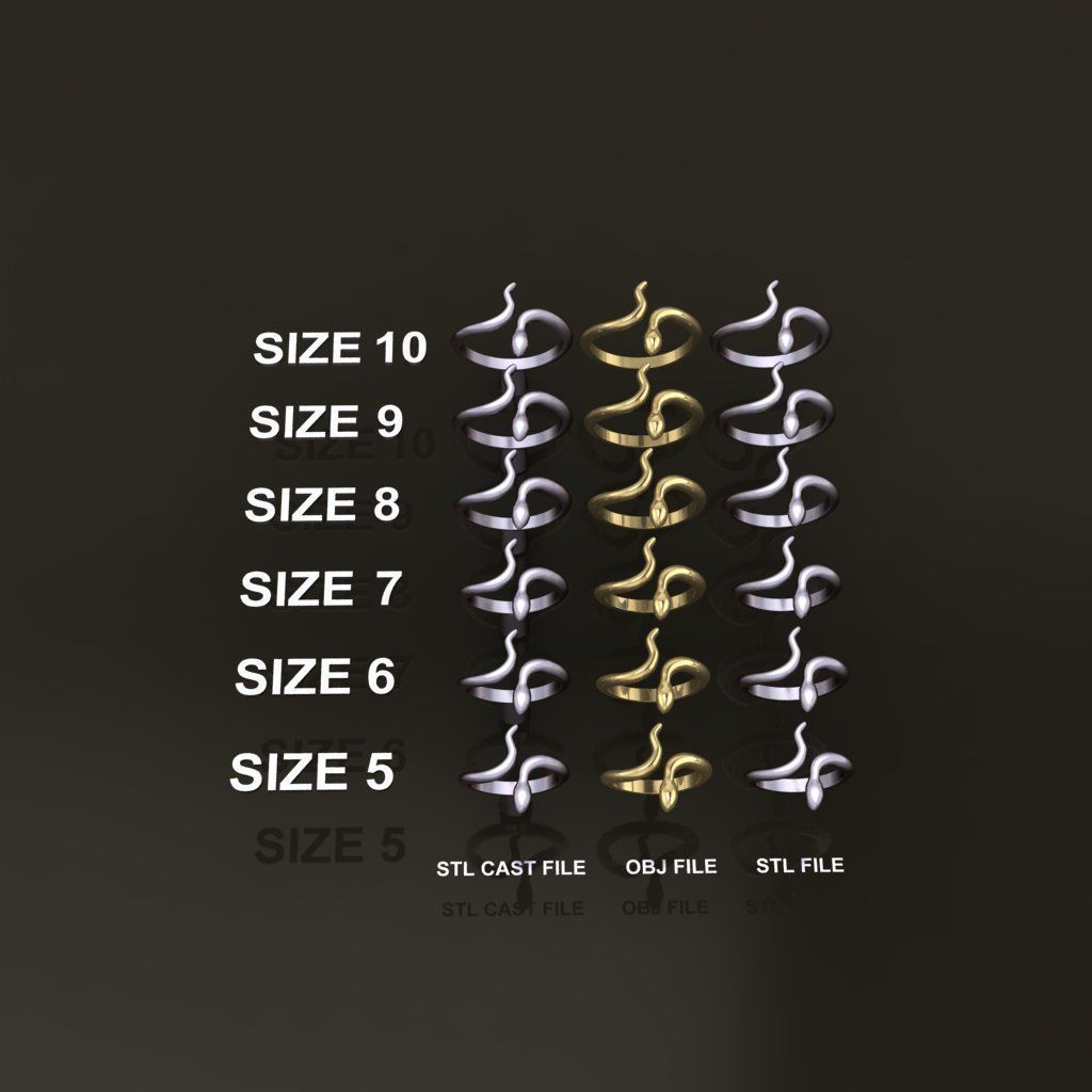 Dainty Snake  Ring Band Mix Size 3D print model_3