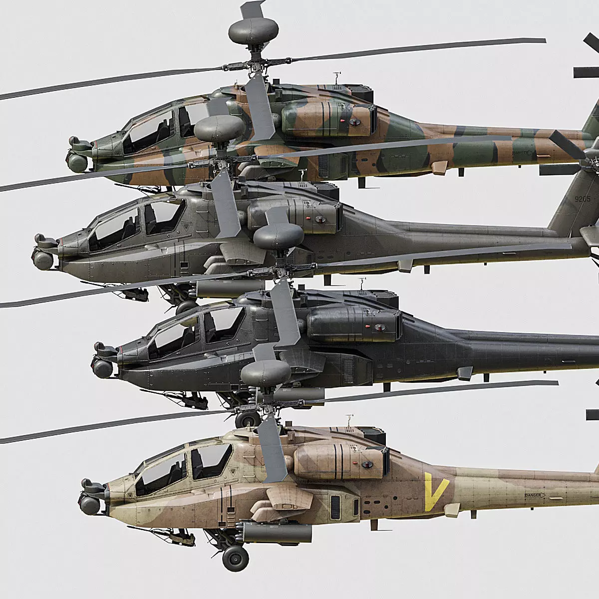 AH64 Apache Helicopters Low-poly 3D model_0