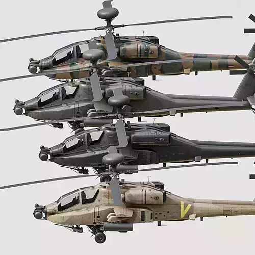 AH64 Apache Helicopters Low-poly 3D model