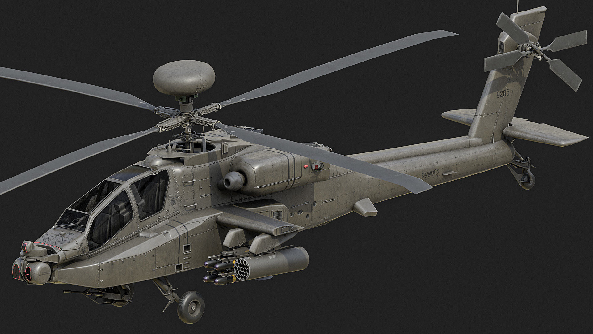 AH64 Apache Helicopters Low-poly 3D model_4