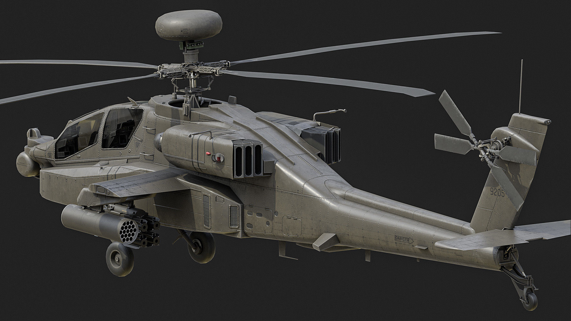 AH64 Apache Helicopters Low-poly 3D model_5