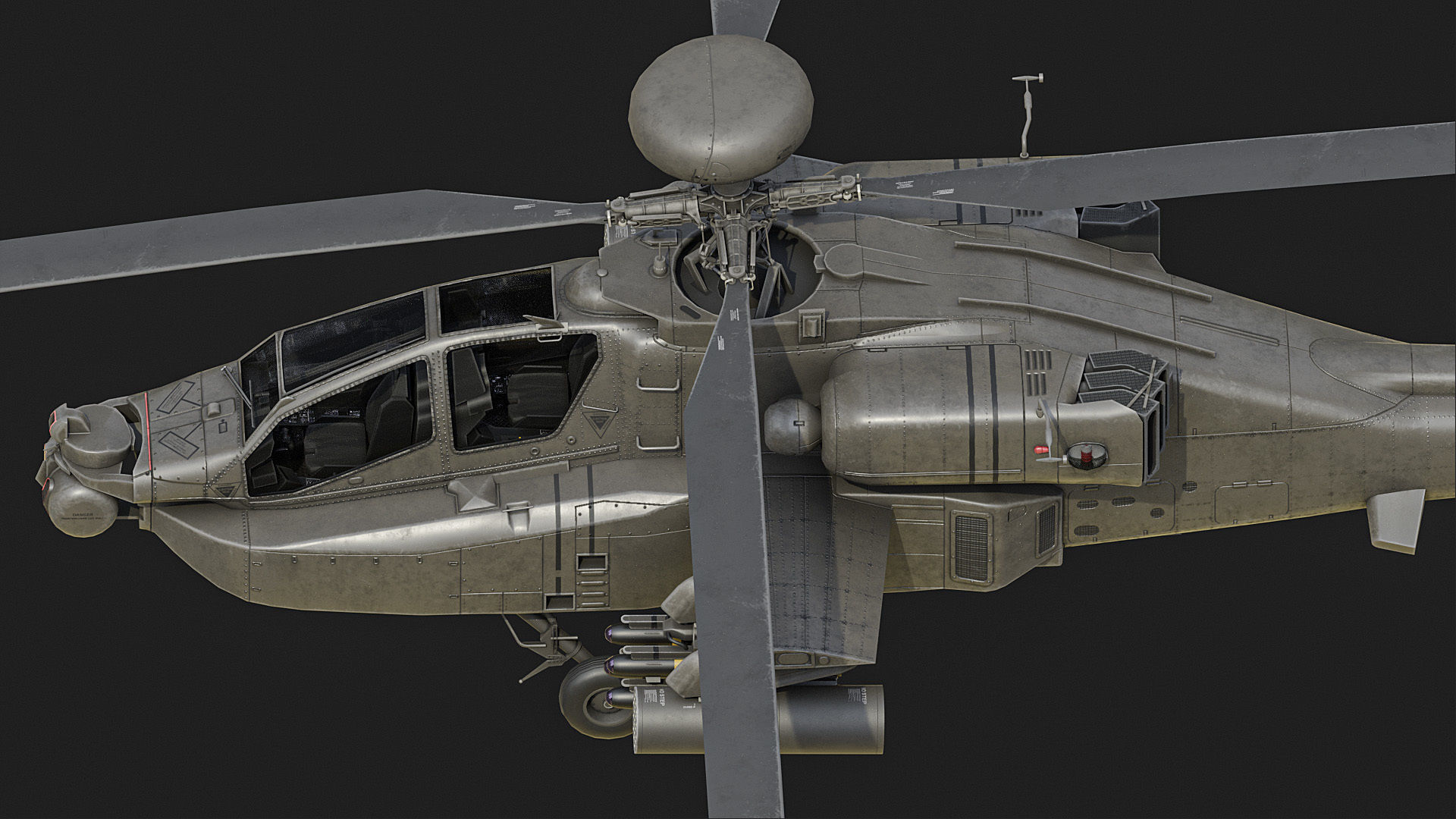 AH64 Apache Helicopters Low-poly 3D model_6