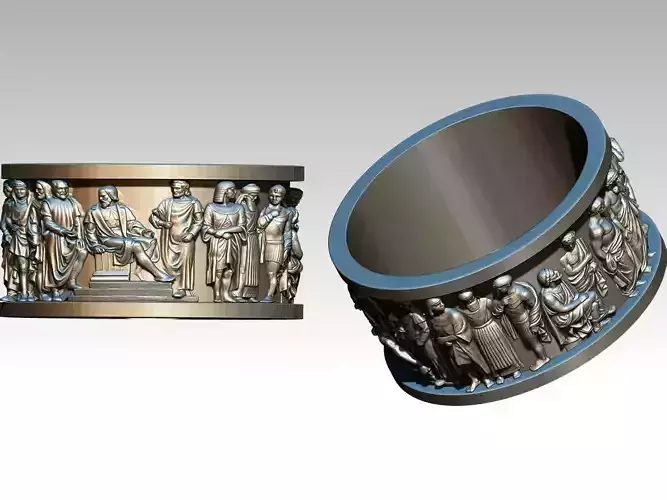 Greece Rome People Antic Unique Crowd Detailed Ring