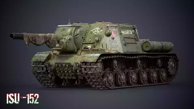 Soviet tank ISU-152 Zveroboi Low-poly 3D model