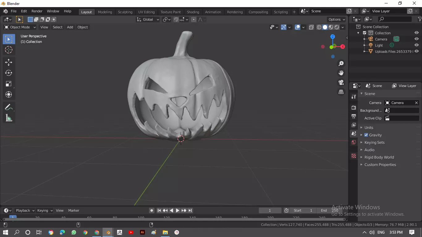 Halloween pumpkin 3D model_0