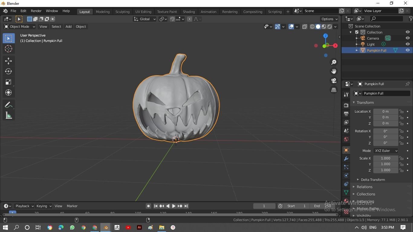 Halloween pumpkin 3D model_1