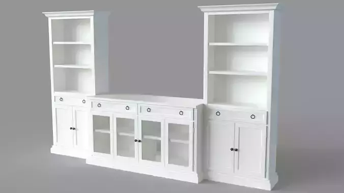 Cameo Modular White Glass Door Media Entertainment Center 3D model