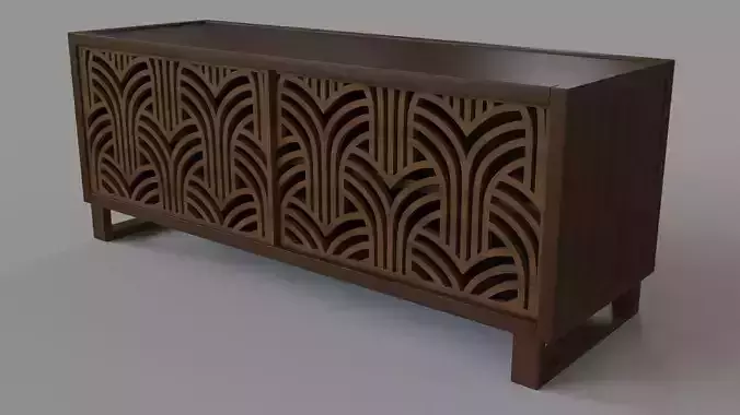 Art Deco TV Stand Credenza Brown
