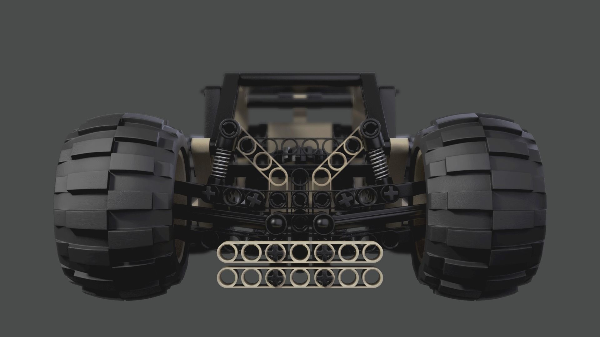 Rigged Lego buggy 3D model_4