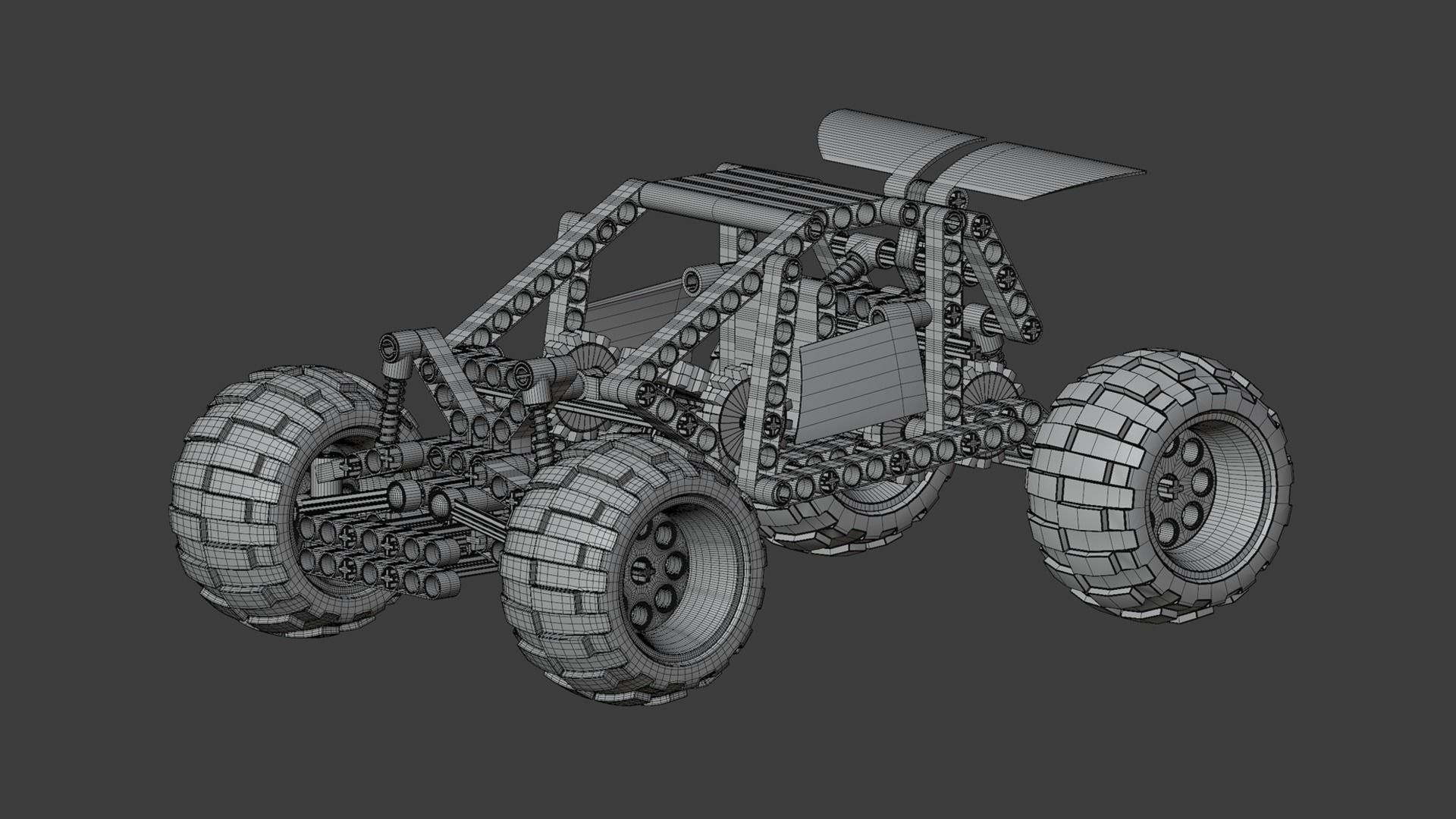 Rigged Lego buggy 3D model_6