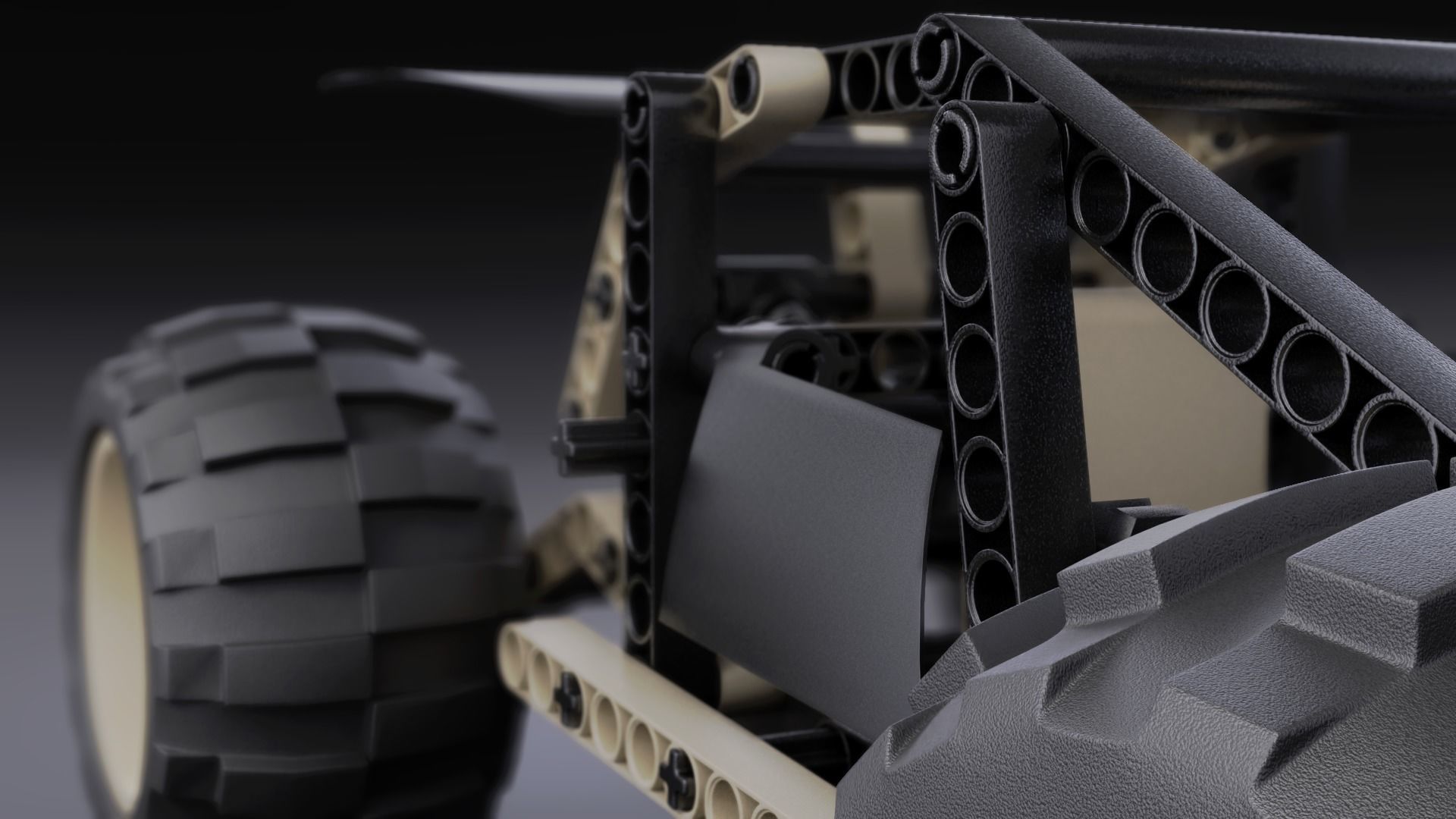 Rigged Lego buggy 3D model_3