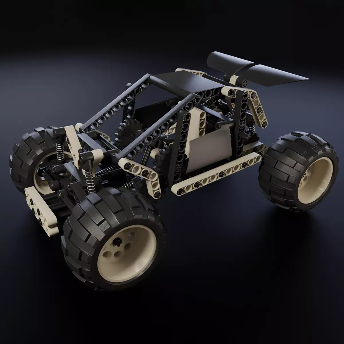 Rigged Lego buggy 3D model_0