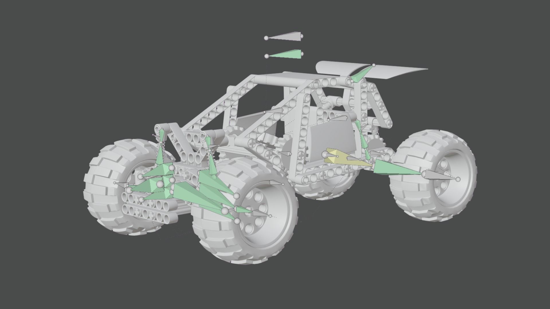 Rigged Lego buggy 3D model_2