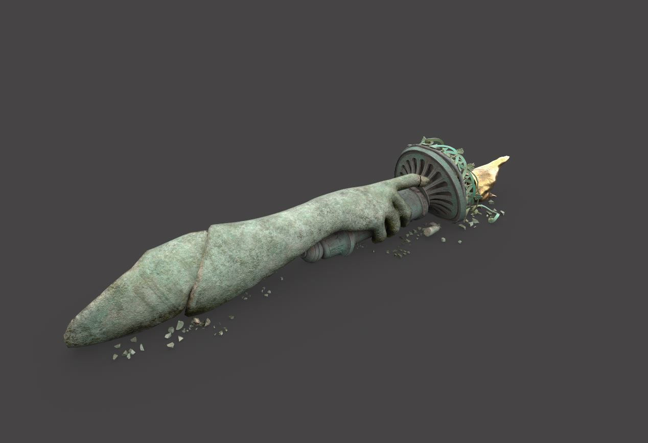 Broken Down Statue Of Libertys Hand and Torch 3D model_5