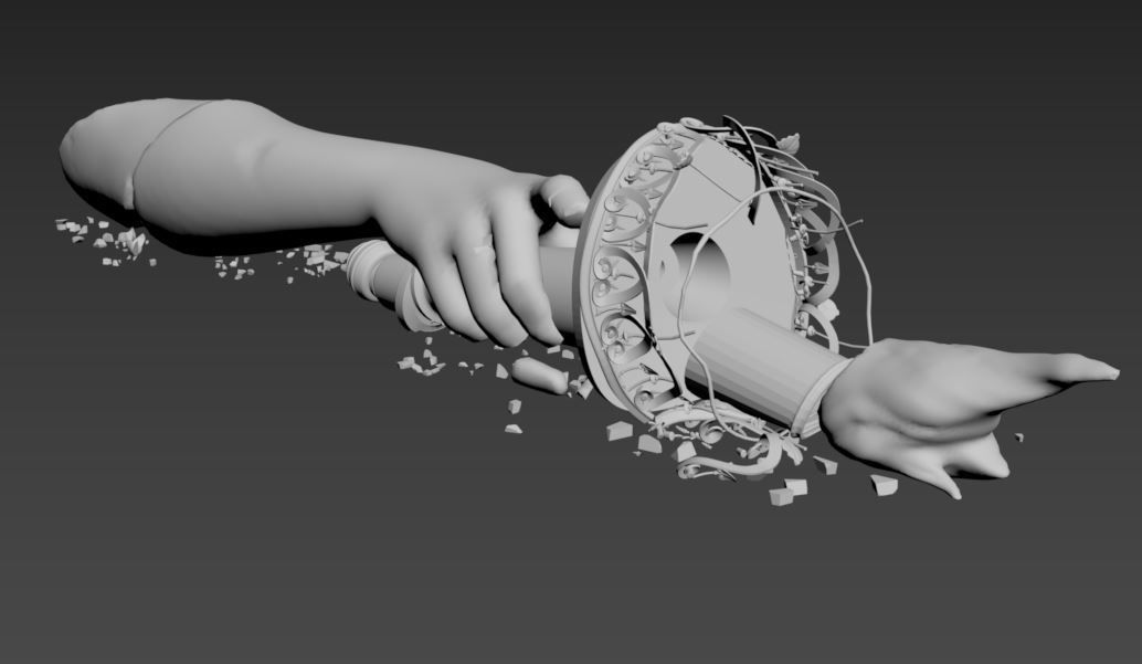 Broken Down Statue Of Libertys Hand and Torch 3D model_10
