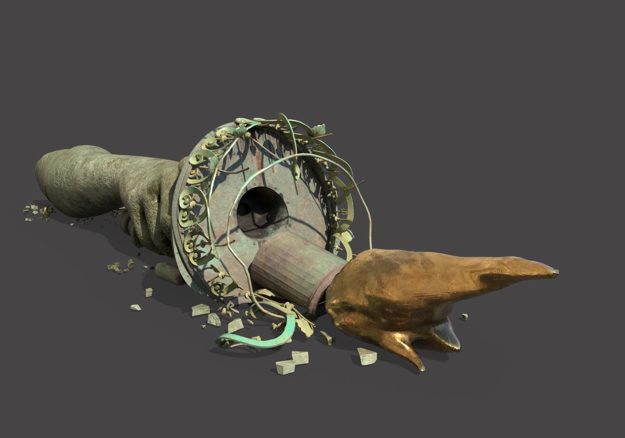 Broken Down Statue Of Libertys Hand and Torch 3D model_8