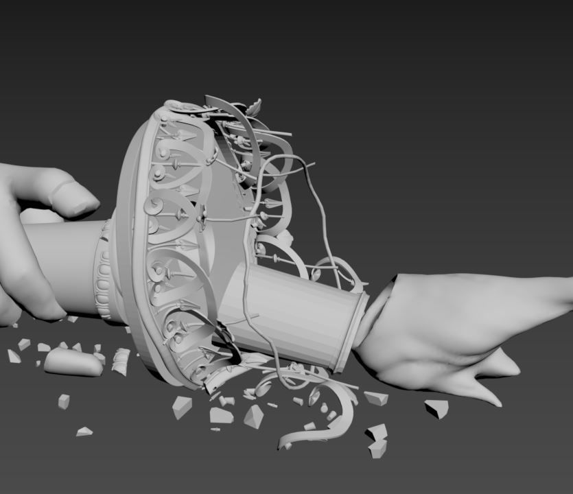 Broken Down Statue Of Libertys Hand and Torch 3D model_11