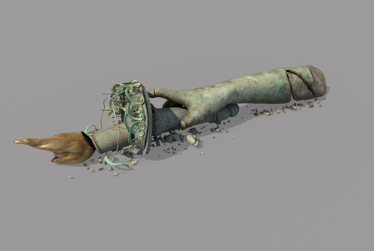 Broken Down Statue Of Libertys Hand and Torch 3D model_7