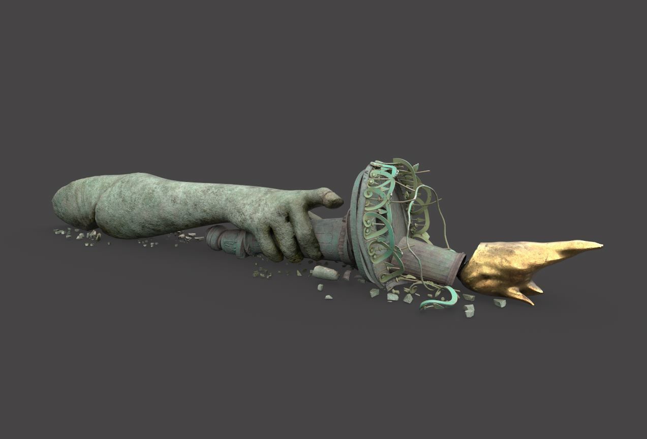 Broken Down Statue Of Libertys Hand and Torch 3D model_1