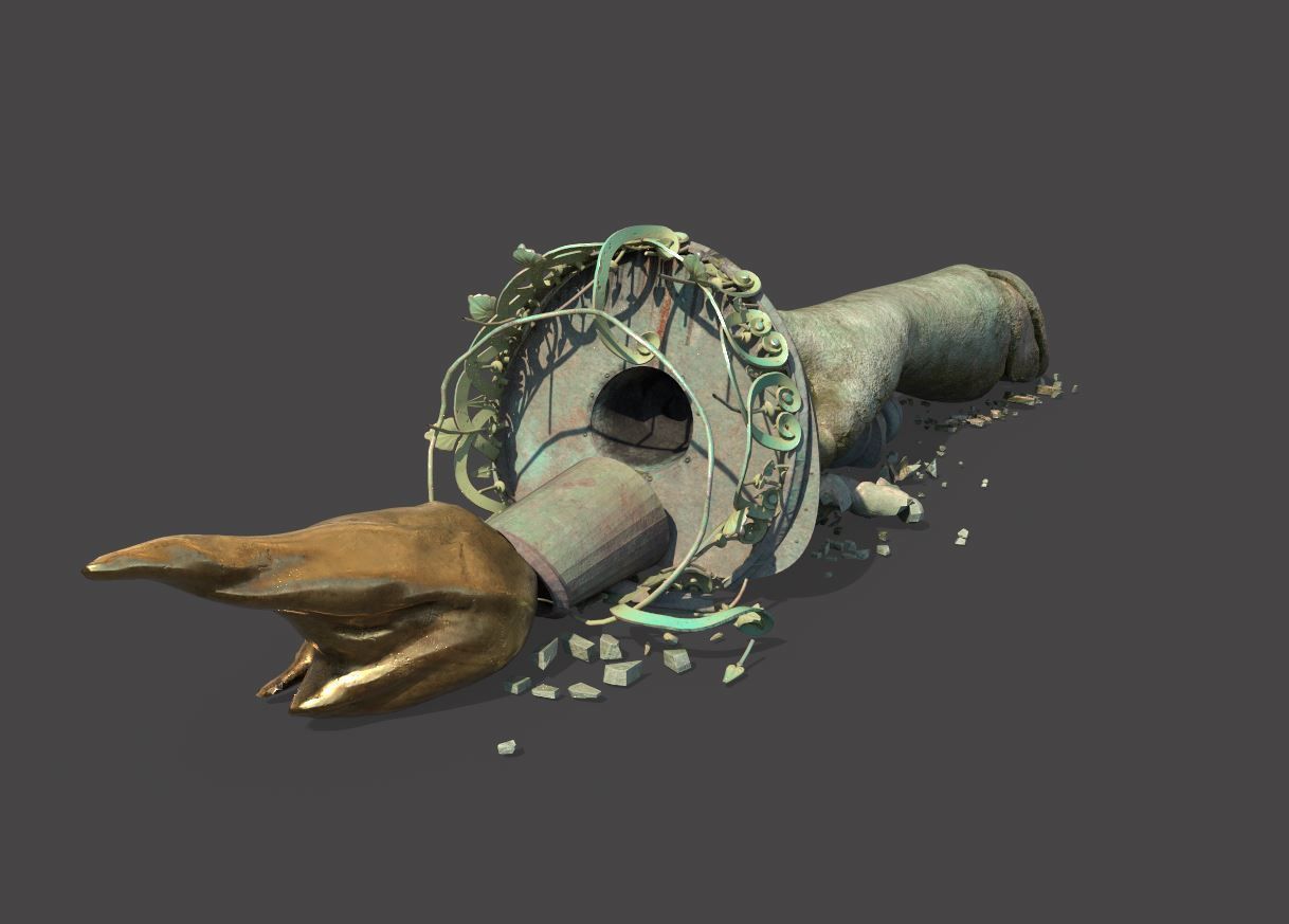 Broken Down Statue Of Libertys Hand and Torch 3D model_3