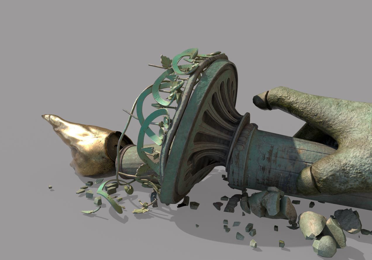 Broken Down Statue Of Libertys Hand and Torch 3D model_6