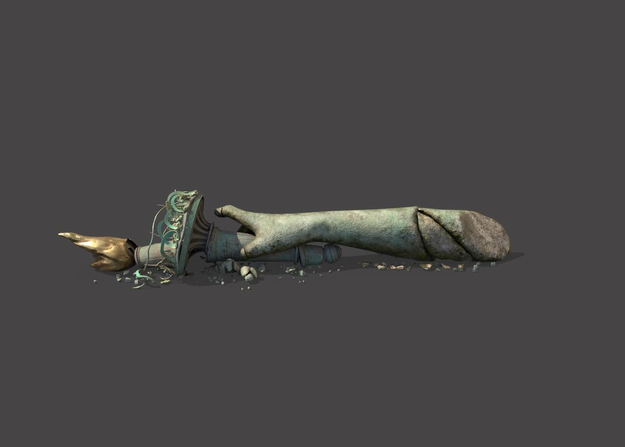 Broken Down Statue Of Libertys Hand and Torch 3D model_2