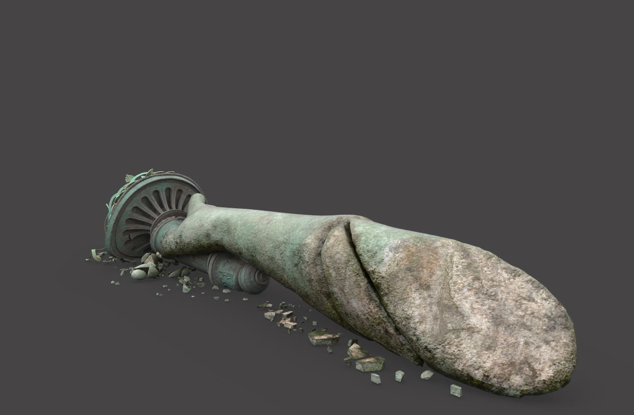 Broken Down Statue Of Libertys Hand and Torch 3D model_4