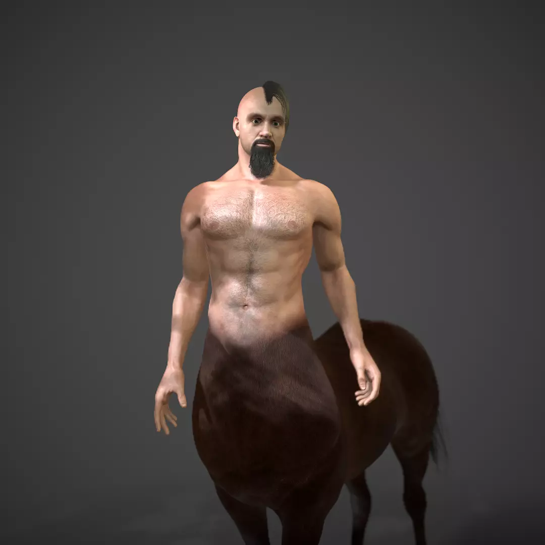 Rigged Centuar Low-poly 3D model_0