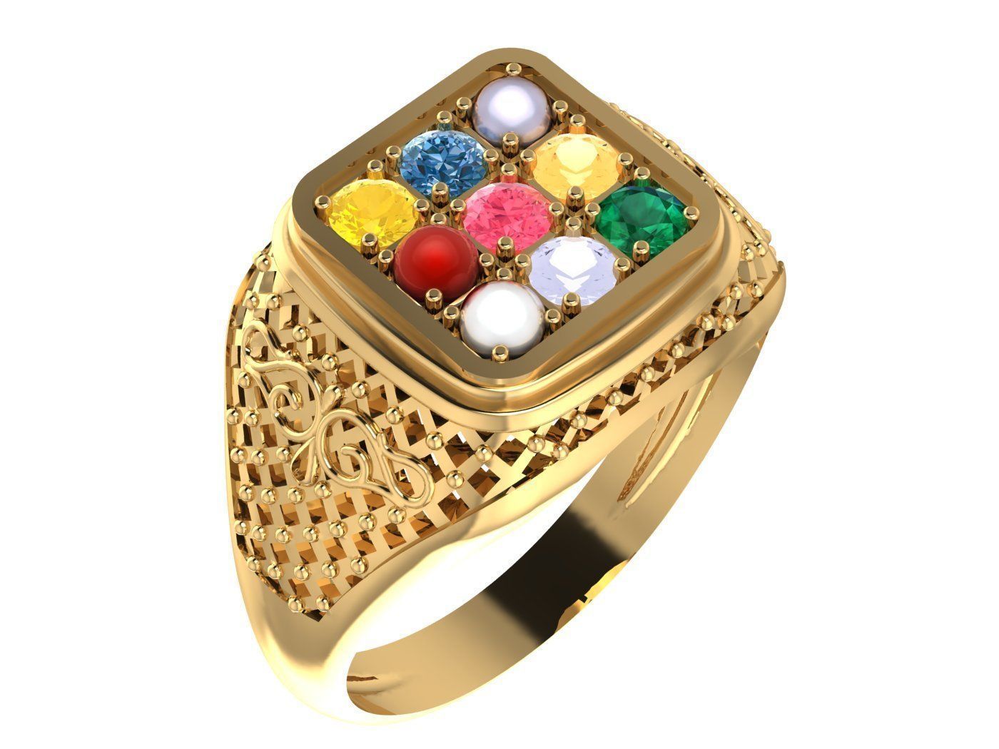 NAVARATNA Ring  3D print model_1