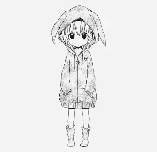 scifipewds girl in bunny hoodie