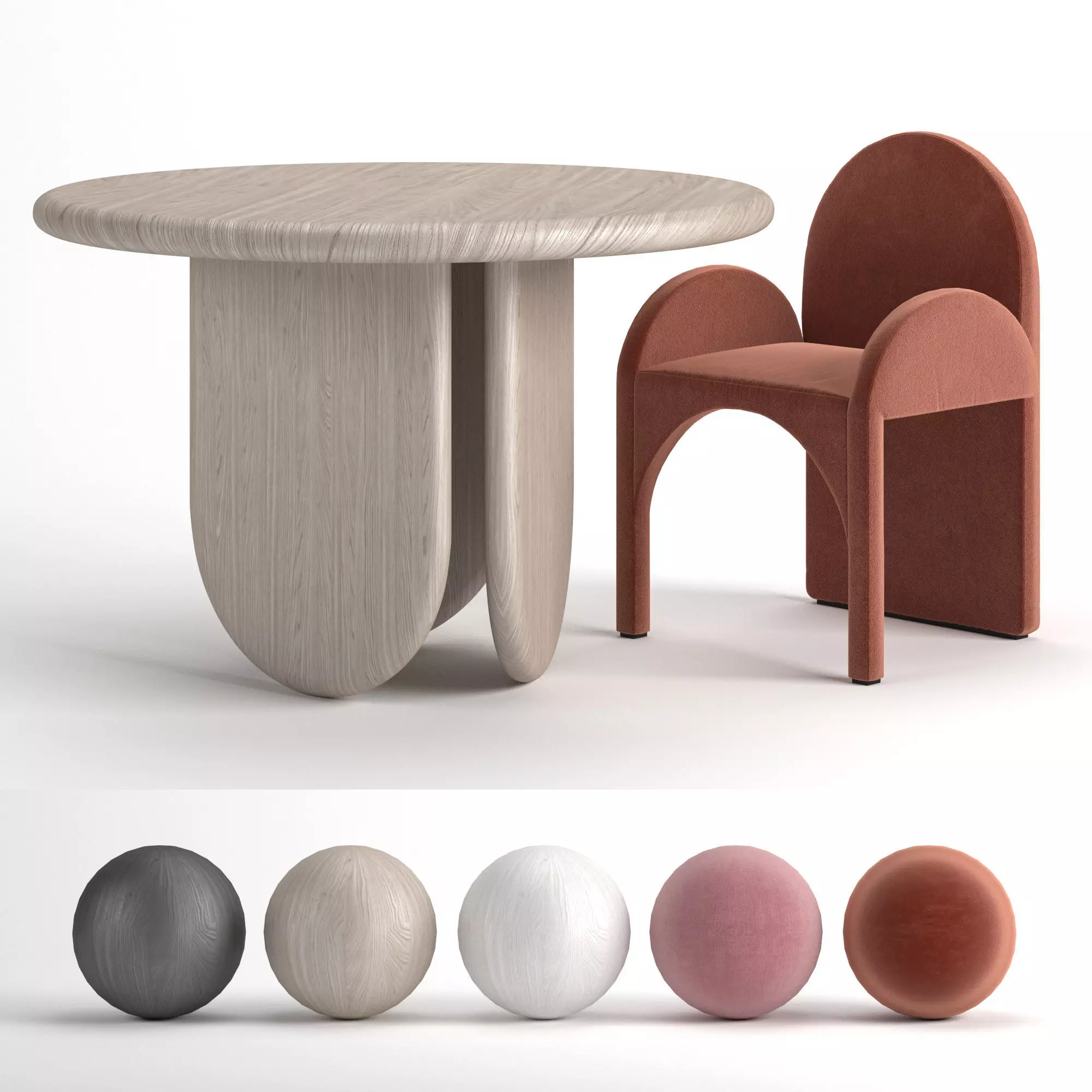 Paddle Table and Cuff arc armchair 3D model_0