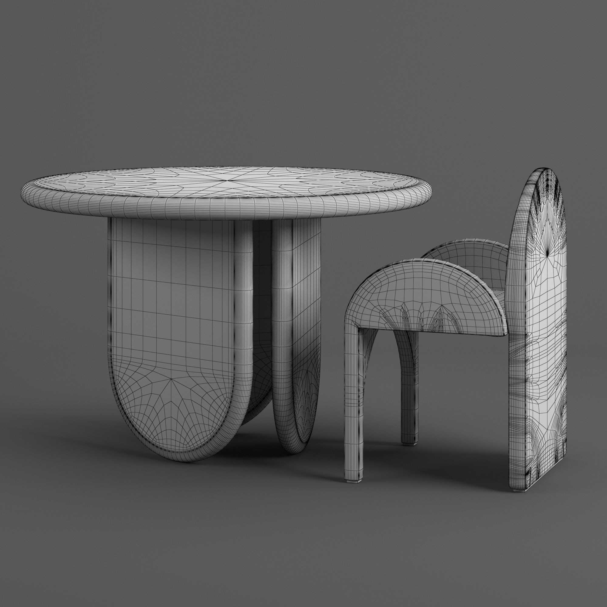 Paddle Table and Cuff arc armchair 3D model_5