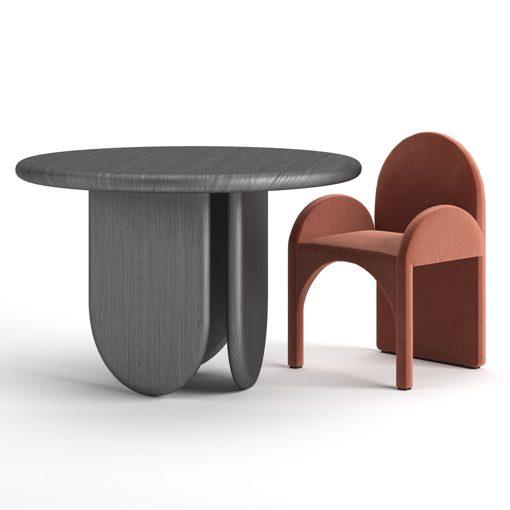 Paddle Table and Cuff arc armchair 3D model_1
