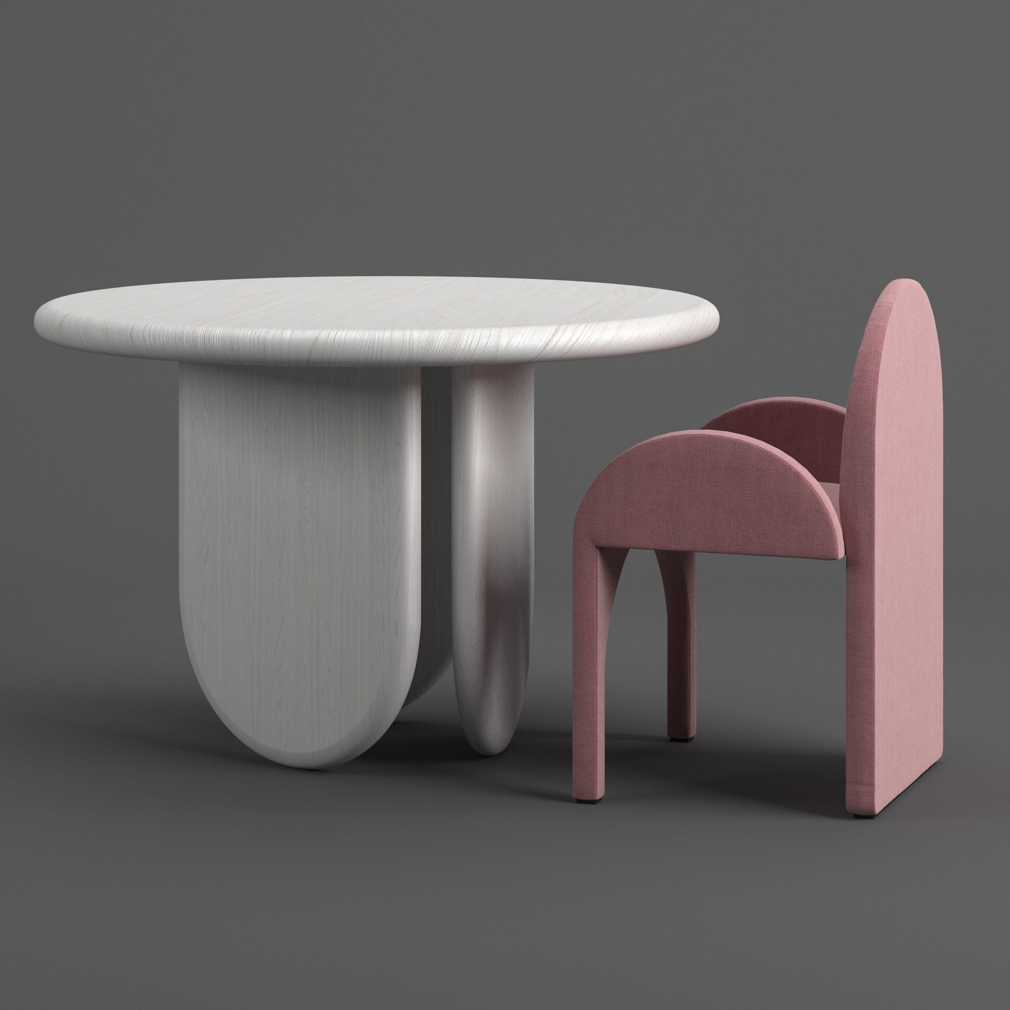 Paddle Table and Cuff arc armchair 3D model_2
