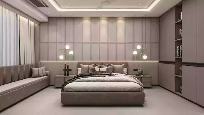 3ds Max Vray Realistic bedroom  scene