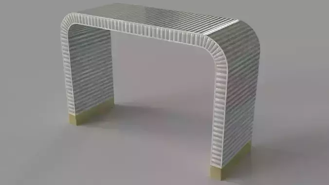 Waterfall Inlay Console Table Gray And White 3D model